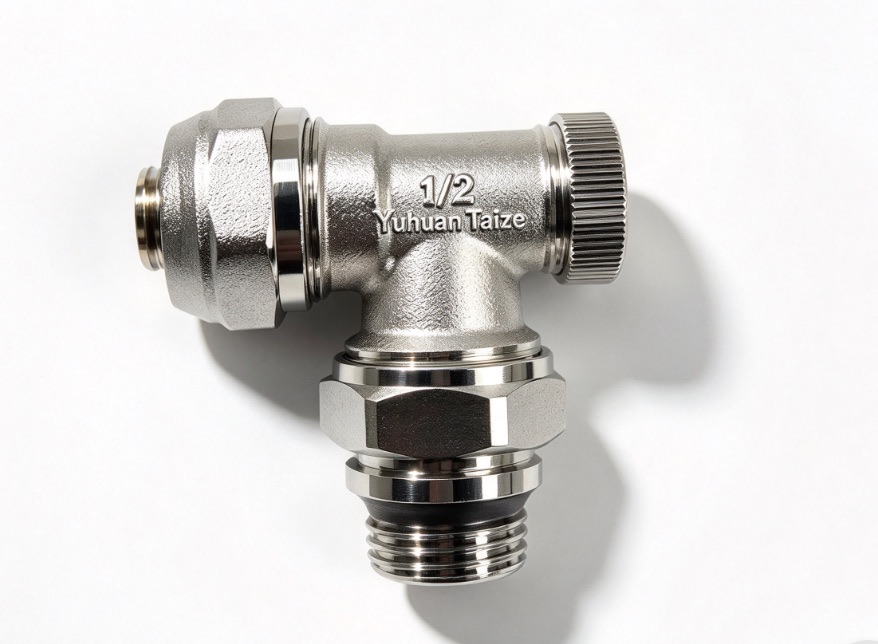 F410 Angle TRV Return Valve for PEX-AL-PEX Pipe from Taize radiator parts factory